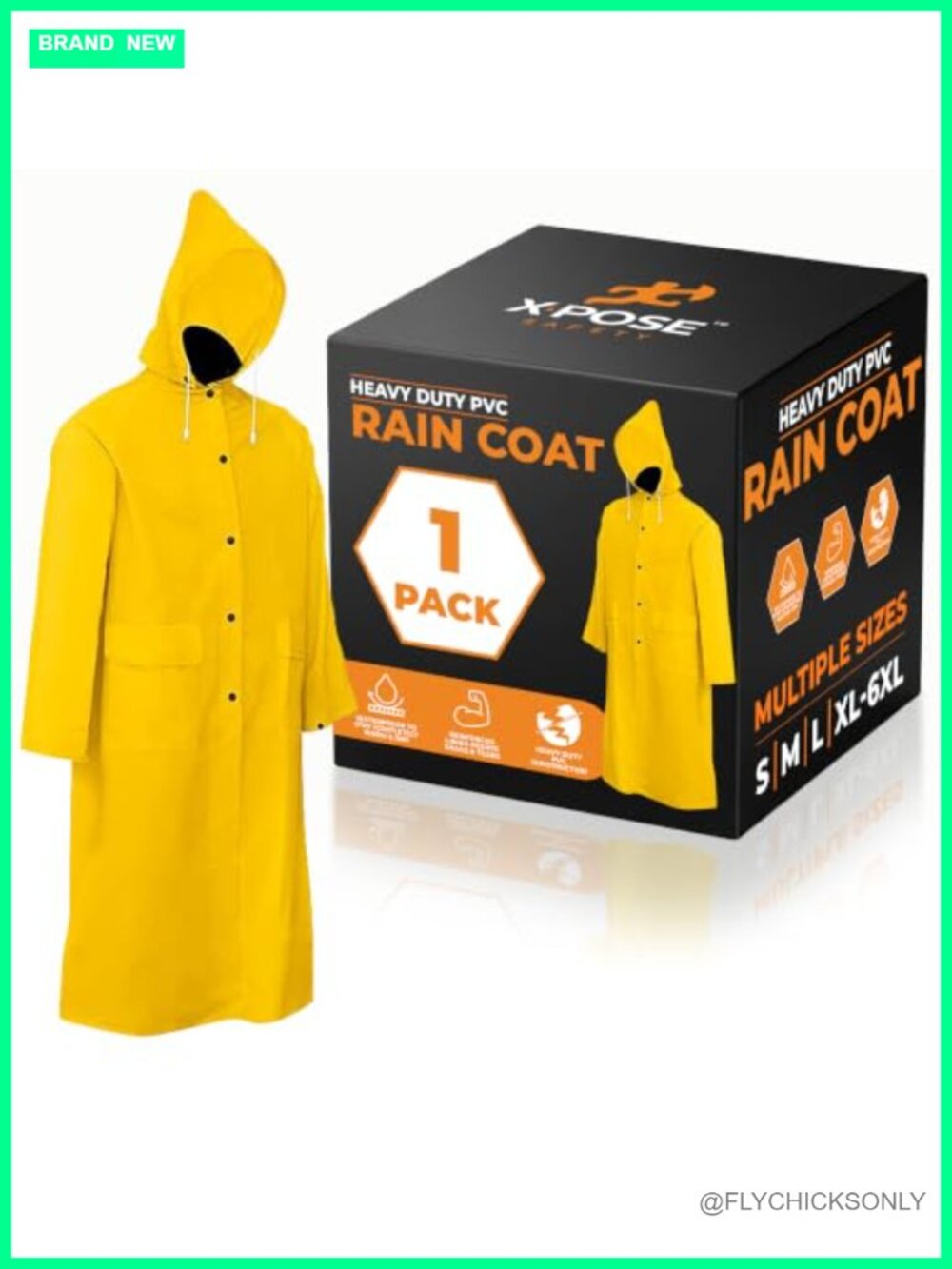 Xpose Safety Heavy Duty PVC Raincoat Jacket with Detachable Hood Waterproof